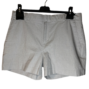 Banana Republic White and Gray Striped Bermuda Shorts Size 10 Cotton